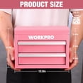 thumbnail image 2 of Metal Mini Tool Box, Top Tool Chest containing Two Drawers with Ball Bearing Slides, PVC Drawer Liners and PP Feet Pads, Cold Rolled Steel Small for Multi-Purpose Storage - Pink Ribbon, 2 of 4