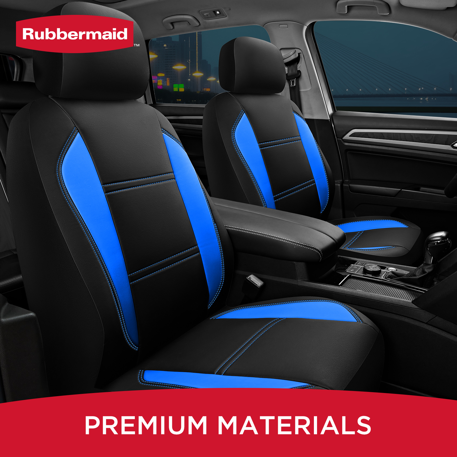Rubbermaid Leather Car Seat,Sport-Style Car Seat Cover,Breathable,Easy to Clean,Universal Fit for Cars,Trucks and SUVs Blue