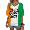 thumbnail image 3 of Soccer Cup 2026 Jersey IVORY COAST Soccer for Women with Colombia Flag Color Block and V Neck Short Sleeves Featuring Breathable Fabric for Game Day Parties Tailgating Events Black L, 3 of 6