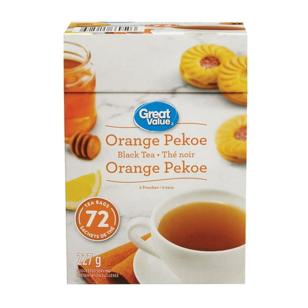 Thé noir Great Value à saveur d'orange pekoe 227 g (72 sachets de thé)