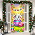thumbnail image 4 of CaiYueKe Easter Door Curtain Spring Holiday Decorations Bunny Rabbit Party Backdrop Waterproof Polyester Home Decor Door Cover Wall Hanging Photo Booth Decor, 4 of 6