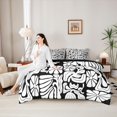 thumbnail image 5 of Homewish Bohemian Daisy Floral 7-Piece King Bedding,Abstract Aesthetic King Bed in a Bag,White Black,Black Reversible, 5 of 8