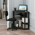 thumbnail image 2 of Furinno Turn-N-Tube Space Saving Corner Desk with Shelves, Columbia Walnut/Black, 2 of 6