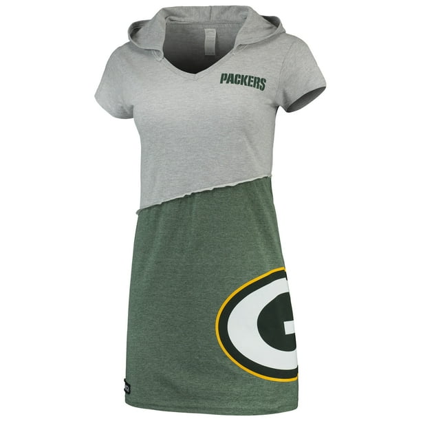 Green Bay Packers Refried Apparel Women S Hooded Mini Dress Gray Green Walmart Com Walmart Com