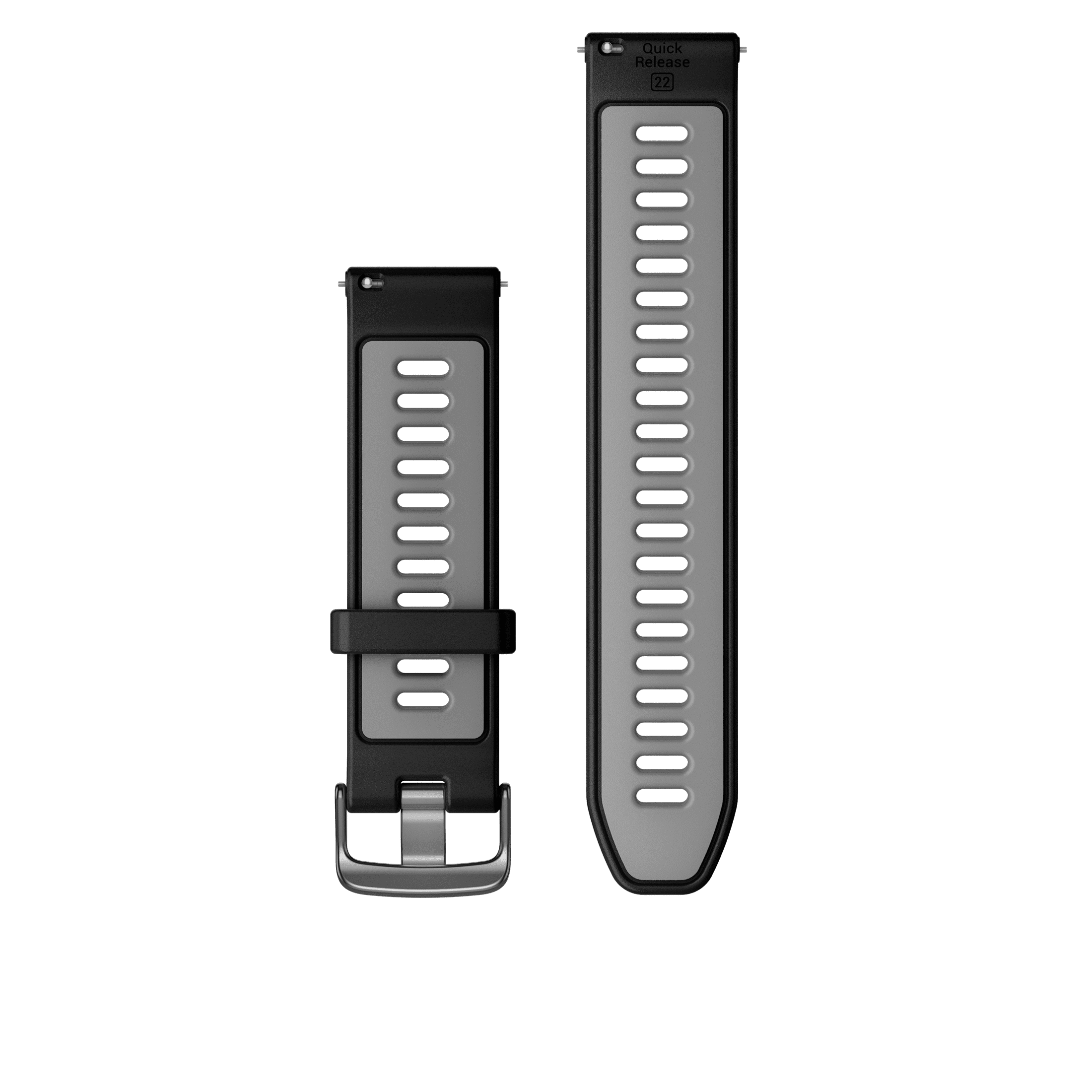Garmin Quick Release 22mm, Silicone Band - Black/Powder Gray with Slate Hardware