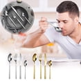 thumbnail image 1 of Xihbxyly Juego de Vajilla de Acero Inoxidable, Cuatro Piezas (Cuchillo, Tenedor y Cuchara), Elegante Mango con Veta de Piedra, Diseño Duradero y Resistente a La Oxidación, Agarre Cómodo, Ideal para U, 1 of 7