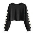 thumbnail image 2 of NAISIBABY Girls Long Sleeve Shirts, Casual Crew Neck Floral Prints Pullover Sweatshirt Black 6-7T, 2 of 5