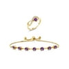 Gem Stone King 2.73 Ct Purple Amethyst 18K Yellow Gold Plated Silver Ring Bracelet Set