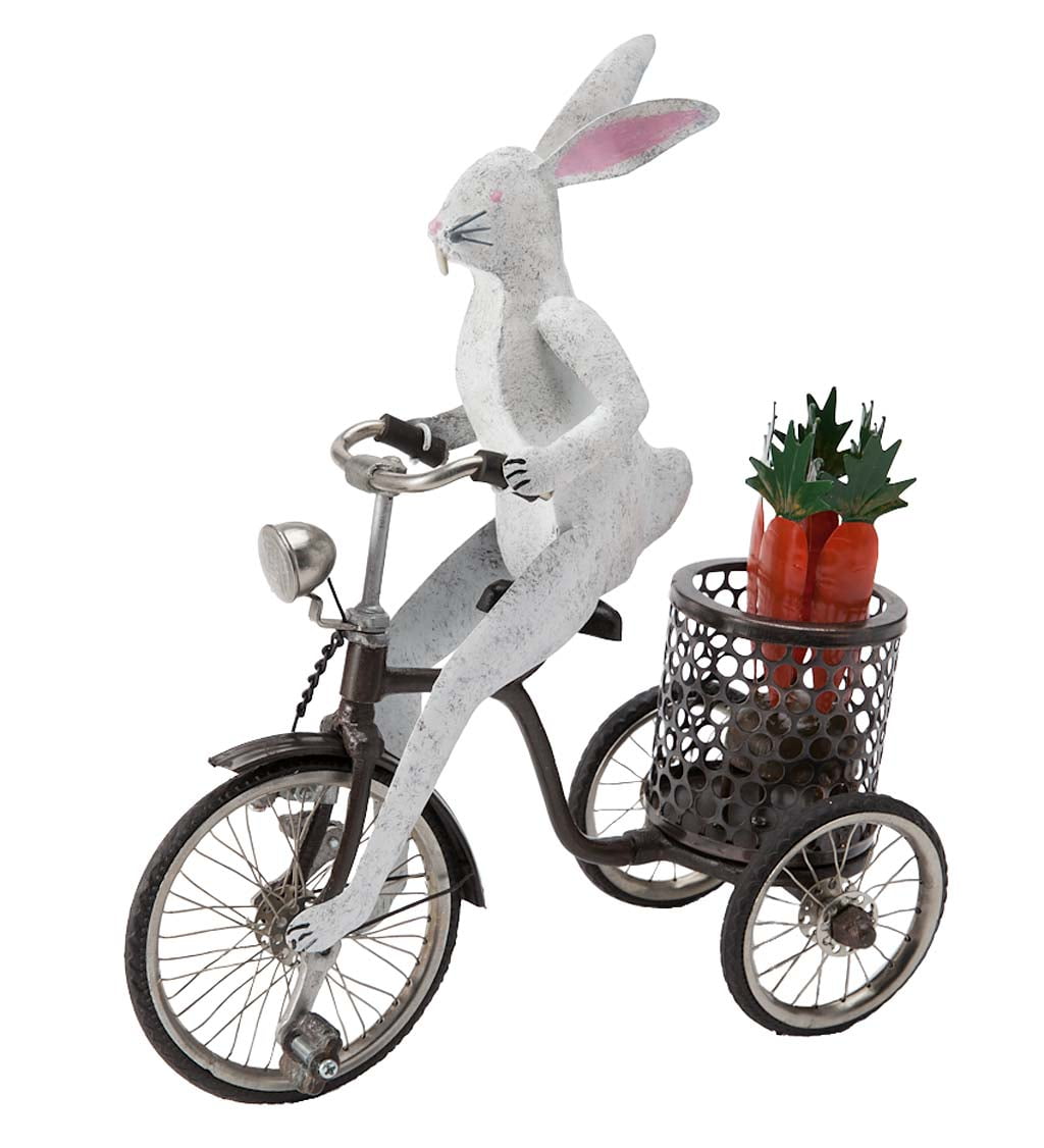 Metal Bunny on Tricycle Indoor / Outdoor Sculpture
