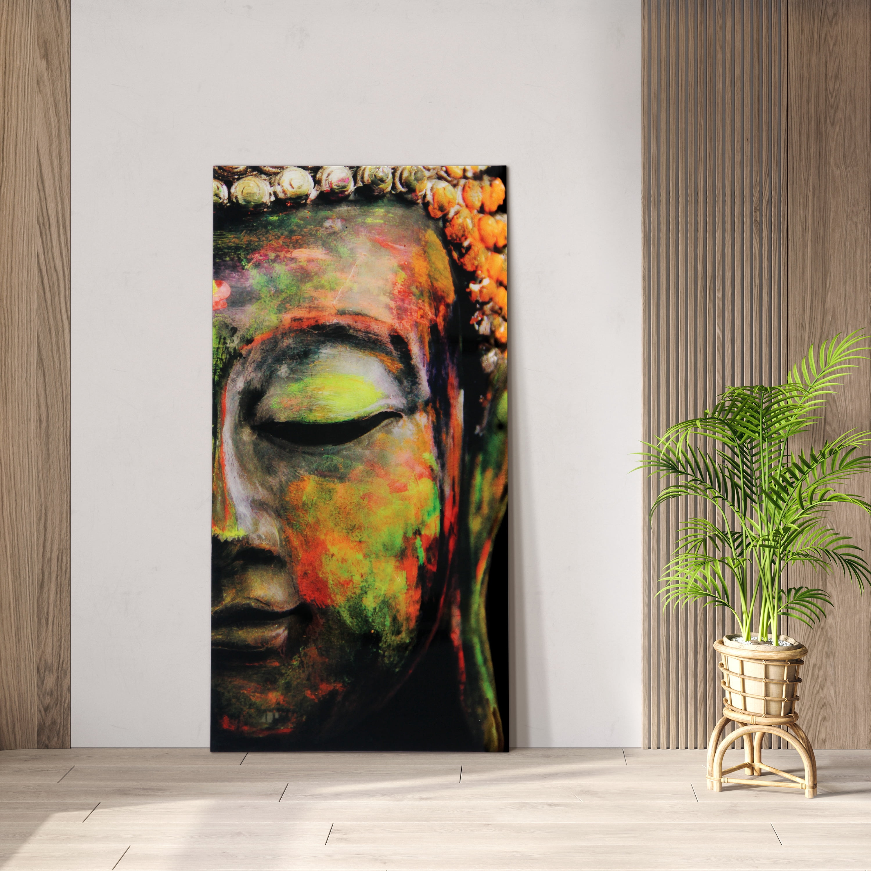 Empire Art Direct Buddha Frameless Free Floating Tempered Glass Panel Graphic Wall Art, 72" x 36", Ready to Hang