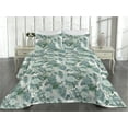 thumbnail image 2 of Ambesonne Floral Design Quilted Bedspread Set 3 Pcs, Greenish Rose Flowers, Twin, Sea Green Mint Green, 2 of 4