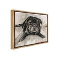 thumbnail image 4 of Stupell Industries Cozy Pug Relaxing Animals & Insects Painting Brown Floater Framed Canvas Art Print Wall Art, 31 x 25, 4 of 10