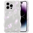 thumbnail image 2 of Case for iPhone 15 Pro Max 6.7 inch, Cute Solid Color Curly Wave Shape Shockproof Soft Bumper Phone Case, Candy Water Ripple 3D Silicon Slim Pretty Case Non-Yellowing Cover, Clear Pink, 2 of 14