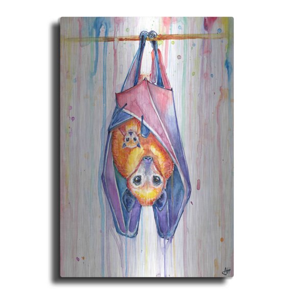Luxe Metal Art 'Buncha Bats' by Marc Allante, Metal Wall Art, 16"x24"