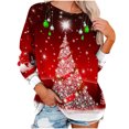 thumbnail image 1 of Sudaderas de Cuello Redondo de Navidad Para Mujer Suéter Con Estampado de Navidad Blusa Suelta Tops Sin Capucha Odeerbi  ODB203111, 1 of 7