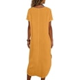 thumbnail image 5 of YTCAMLO A Line Sundresses for Women Casual Short Sleeve Long Dress Baggy Sleeveless Maxi Dress with Pockets Flowy Travel Vacation Clothes, Yellow L, 5 of 7