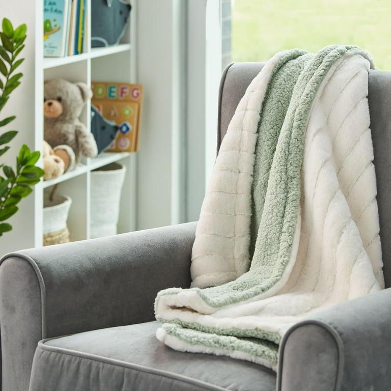 Parent s Choice Premium Plush Ivory Blanket with Faux Sherpa Lining for Baby and Toddler 30 x 40 Walmart