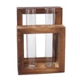 thumbnail image 3 of Jarrón hidropónico moderno para flores cultivadas en agua, soporte decorativo de madera para propagación de plantas con 2 tubos de ensayo de vidrio, 3 of 8