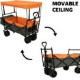thumbnail image 4 of Olurrisa 480lbs Folding Wagon with Canopy & Mosquito Net, 7" All-Terrain Wheels Collapsible Cart for Camping Shopping Sports, Orange, 4 of 7