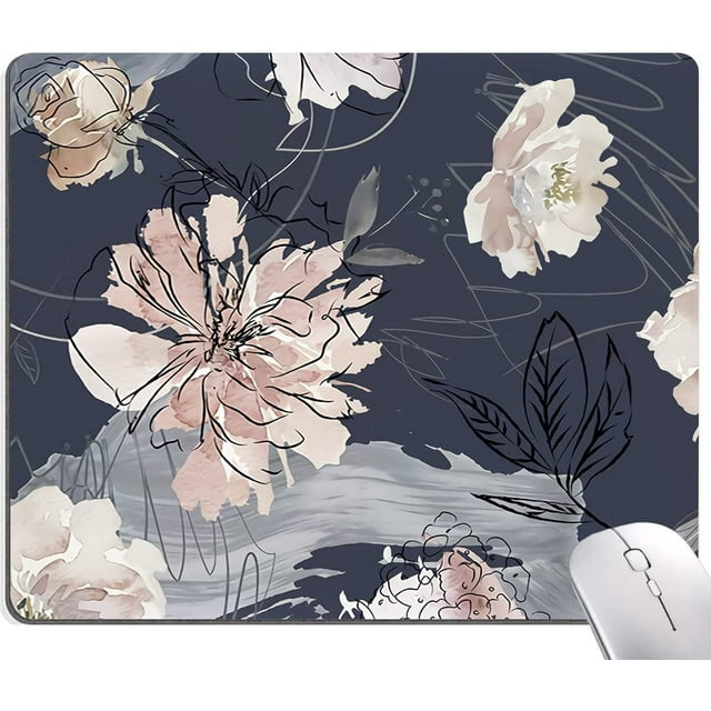 Square Floral Waterproof Premium-Textured Mouse Pad - Non-Slip Rubber Base, Ideal for Laptop PC Office, Beautiful Flower Design