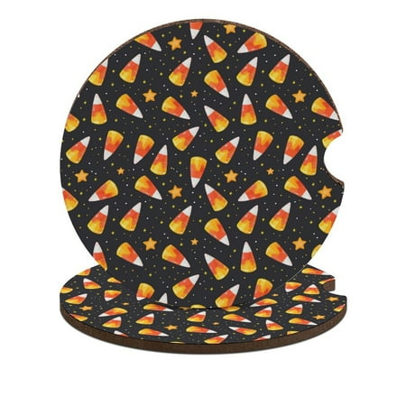 

ZHANGS Candy Corn Halloween Starry Magic-126 Car Coasters 2PCS Absorbent Car Drink Coasters with Fingertip Grip for Cup Holders Universal Size Auto Accessories for Women/Men