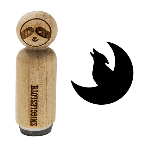 Wolf Howling with Moon Rubber Stamp for Scrapbooking Crafting Stamping - Mini 1/2 Inch