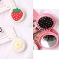 thumbnail image 1 of 2 Packs Strawberry + Egg Foldable Travel Mirror Hair Brushes Portable Round Folding Pocket Hair Brush Mini Hair Comb Travel Size Compact Hair Massage, 1 of 5
