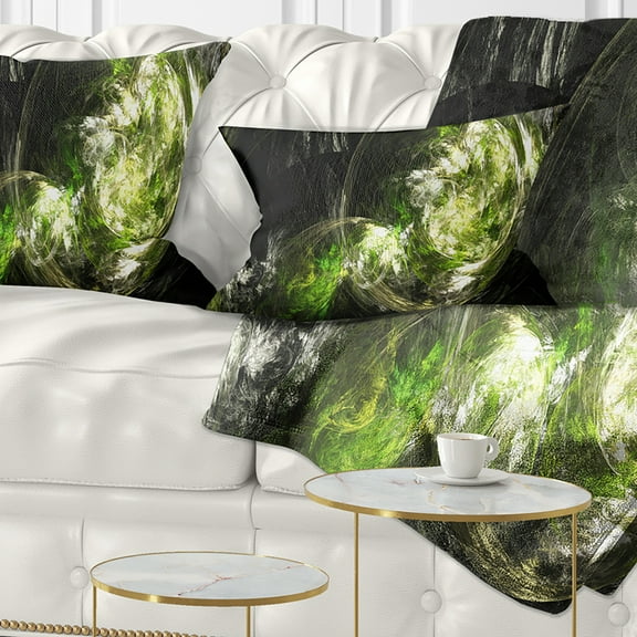 Designart Billowing Smoke Green - Abstract Throw Pillow - 12x20