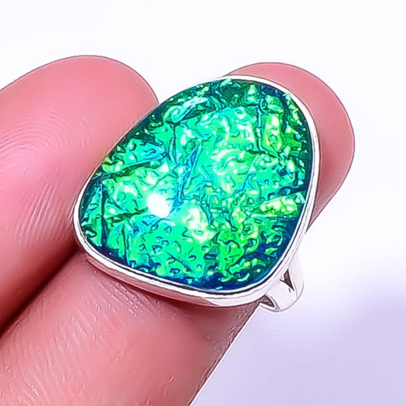 Triplet Fire Opal 925 Sterling Silver Ring Size 8|Handmade Ring, Gift for her, Blue Ring, Gemstone Silver Jewelry