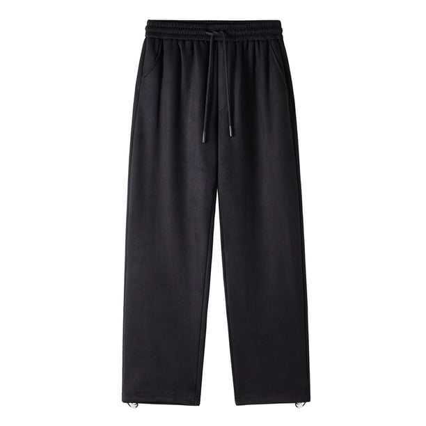 Pantalones rectos de ante de color liso para hombre: diseño informal, tejido resistente, fáciles de combinar con camisetas, para uso diario y al aire libre