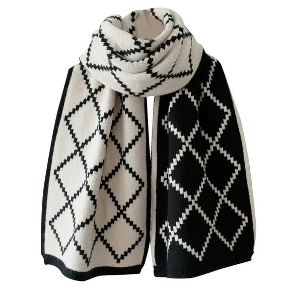 Yuanlong Winter Scarves Christmas Long Double Quilted Thick Knitted Shawl Wrap Scarf Daily Holiday Soft Woven Warmer Neck