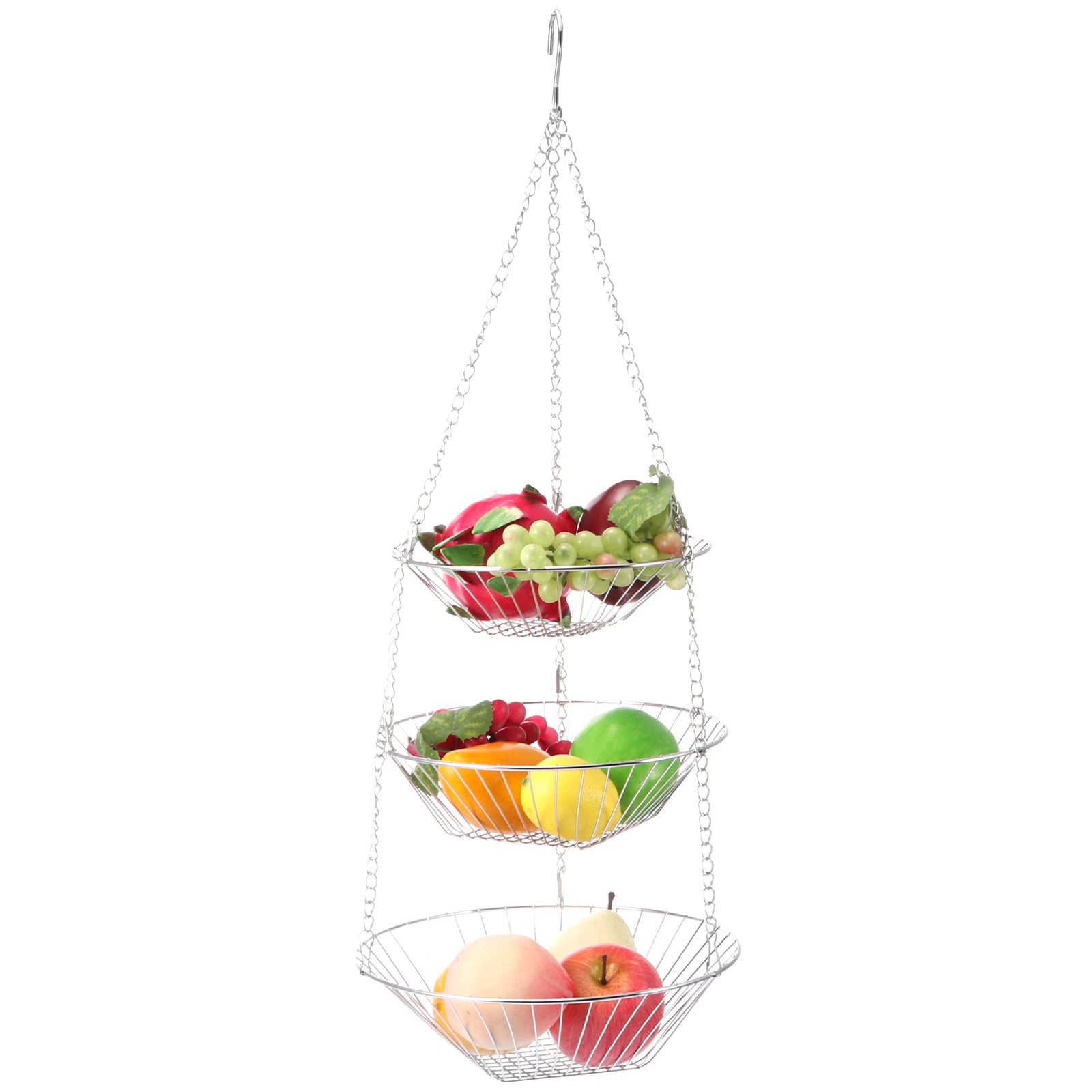DTOWER 3 Tiers Hanging Fruit Basket Space Saving Iron Wire Hanging