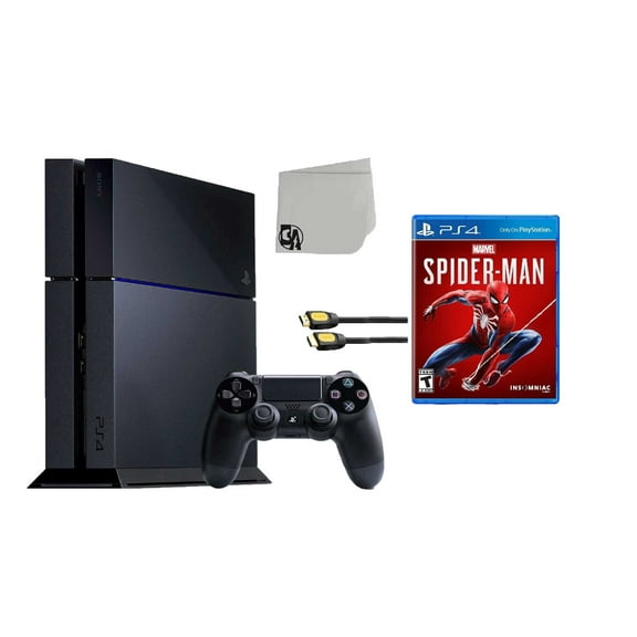 Restored Sony PlayStation 4 500GB Gaming Console Black with Spider-Man BOLT AXTION Bundle (Refurbished)