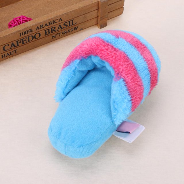Juguete Para Mascotas Chirriante Zapatilla De Felpa A Rayas En Forma De Juguete Chirriante Para Mascotas Cachorro Perro Juguete Para Masticar Con Sonido(4)