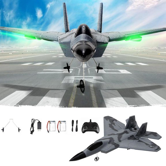 Planeador de telemando de 2 canales, juguetes para exteriores, modelo de de ala fija de espuma para principiantes 2 baterías Hugo RC avión aviones