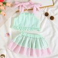 thumbnail image 6 of TOWED22 Kids Toddler Lovely Summer Clothes 2pcs Outfits Sleeveless Tank Shirts and Shorts Cute Casual Sets with Pocket(Green,18-24 M), 6 of 9