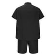 thumbnail image 5 of YLSDY Men's 2 Piece Summer Camp Collar Shorts Sets Notched Collar Short Sleeve V-neck Button T-Shirts and Elastic Waist Shorts Outfits Loungewear Lightweight Tracksuit Black XL, 5 of 5