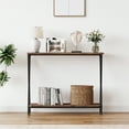 thumbnail image 4 of Industrial Brown Console Table with Metal Frame & Shelf - 33.5" Narrow Entryway Sofa Table for Living Room, 4 of 6
