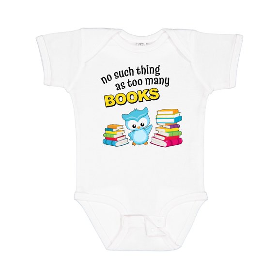 Inktastic No Such Thing as Too Many Books with Cute Owl Boys or Girls Baby Bodysuit