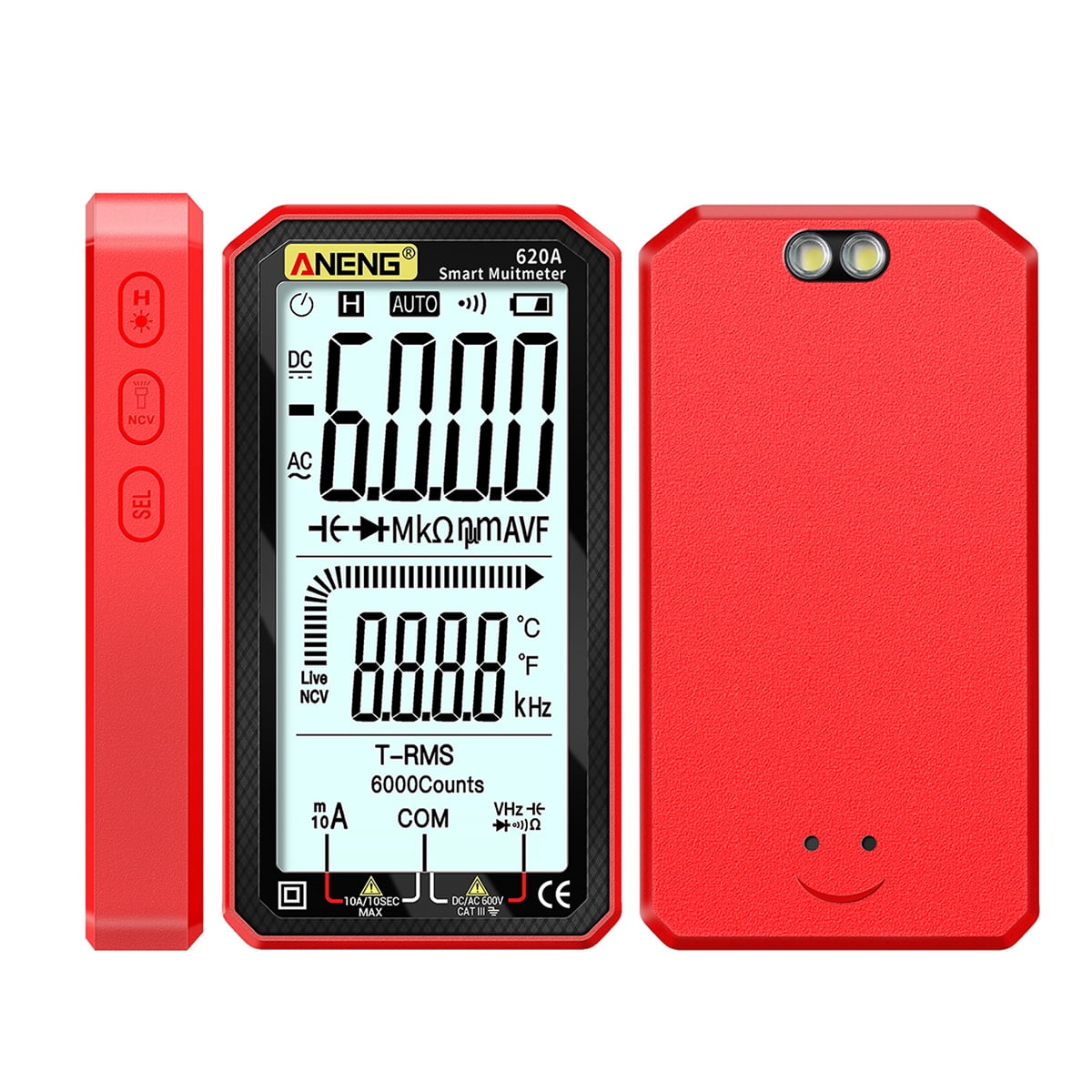 Amp Meter Circuit 4.7-Inch LCD Display AC/DC Digital Multimeter Ultraportable True-RMS Multimeter Auto-Ranging Multi Tester with Amp Volt Ohm Capacitance Continuity Temperature