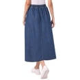 thumbnail image 3 of INSPIRE CHIC Denim Maxi Skirt for Women Elastic Waist Casual A Line Long Jean Skirts XS Dark Blue, 3 of 6