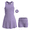 Set-1, variant on Girls Athletic Dress Set - Sleeveless Tennis Dance & Golf Kids Sport Outfit w/ Pockets & Scrunchie, 3 Piece Set