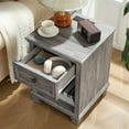 thumbnail image 5 of Farmhouse Night Stand Set of 2, Rustic Wood Nightstand with 1 Drawer, Bedside Table with Open Shelf for Bed Room, End Table for Living Room, Grey, 5 of 16