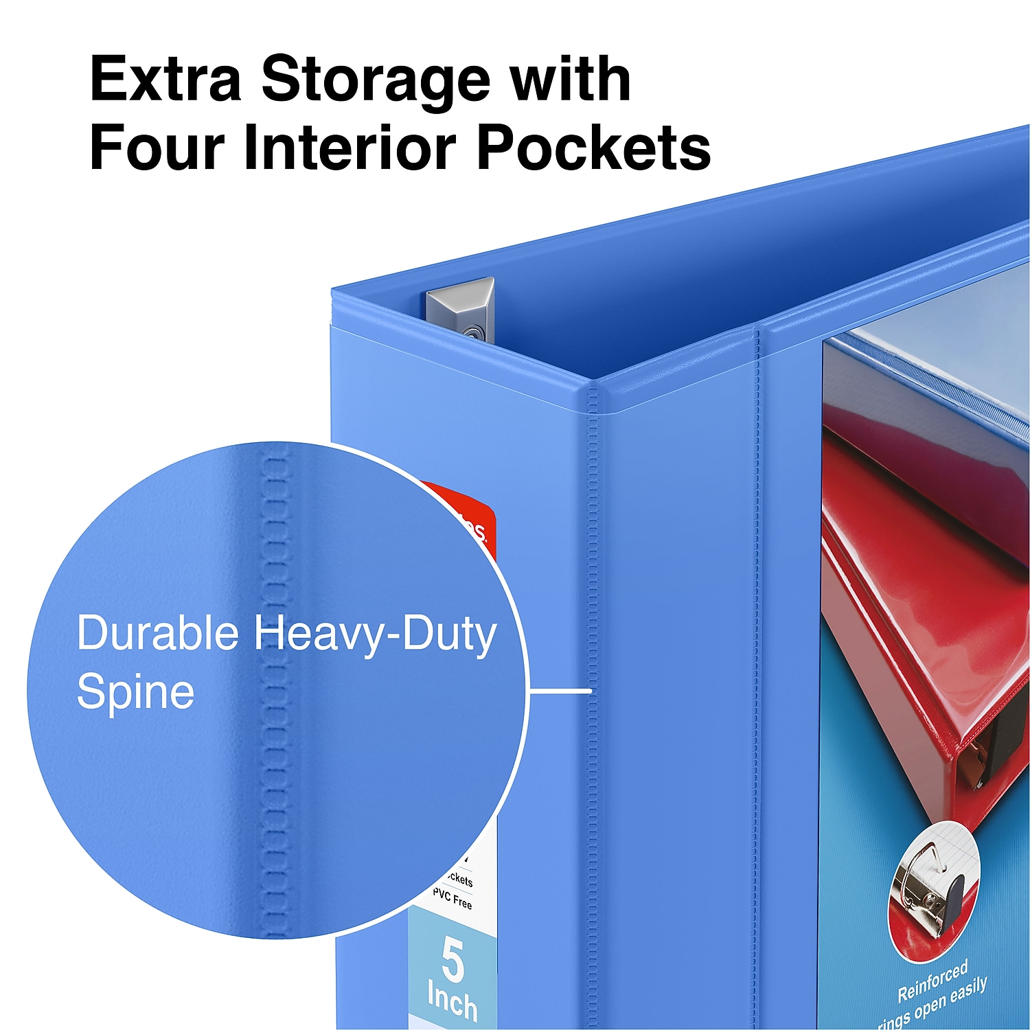 Staples Heavy Duty 5" 3-Ring View Binder Periwinkle (24701) 82659