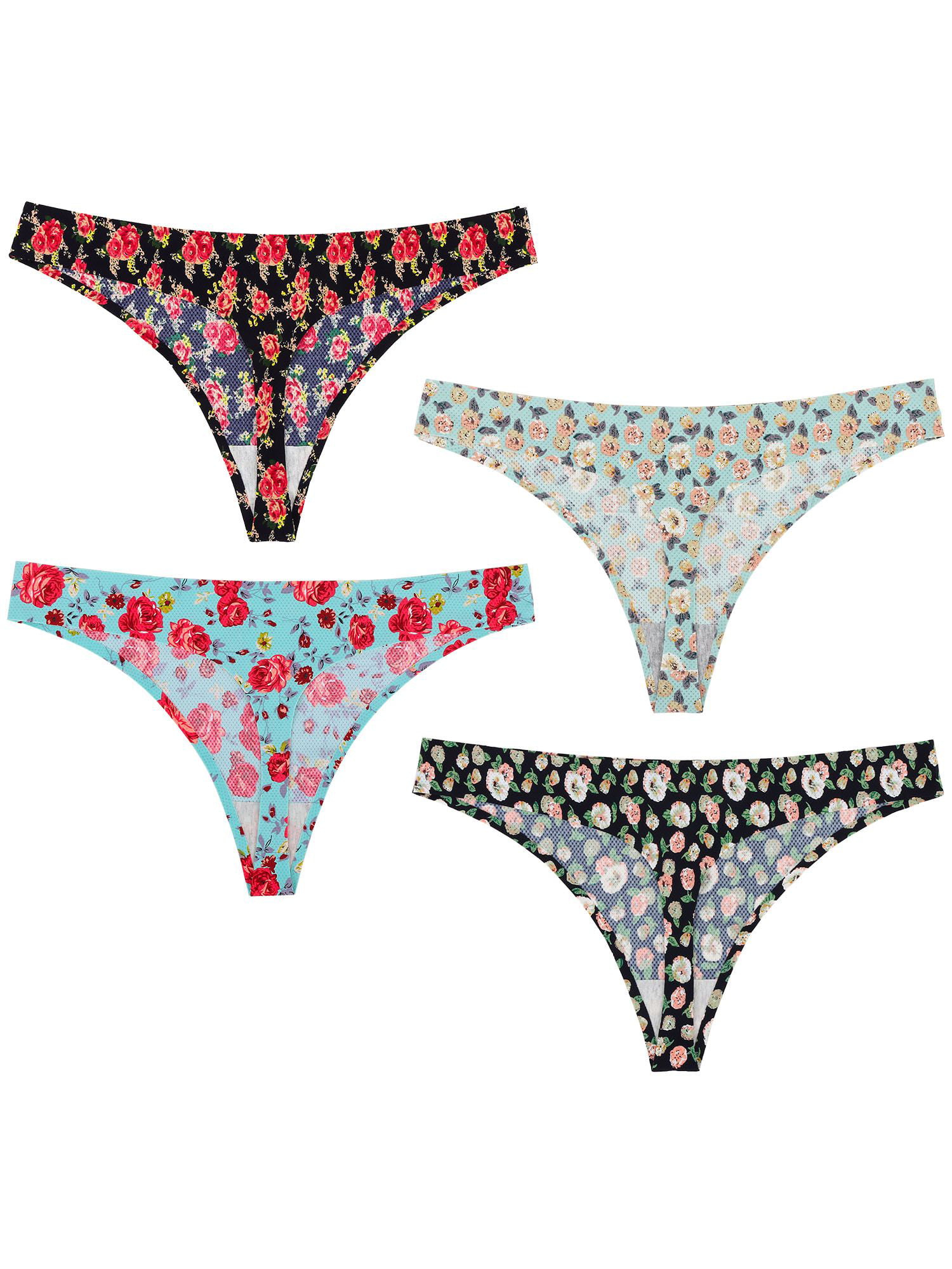Deago 4-12 Pack Seamless Thongs for Women No Show Thong Underwear Low Rise  Breathable Bikini Panties S-XL 