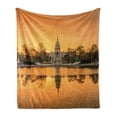 thumbnail image 1 of United States Soft Flannel Fleece Blanket, Washington DC American Capital City White House Above the Lake Landscape, Cozy Plush for Indoor and Outdoor Use, 70" x 90", Apricot Ginger, by Ambesonne, 1 of 6
