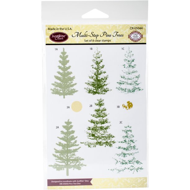 "JustRite Papercraft Clear Stamps 4""X6""MultiStep Pine Trees