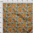 thumbnail image 3 of oneOone Polyester Spandex Light Brown Fabric Tropical Leaf With Animal Sewing Material Print Fabric By The Yard 56 Inch Wide, 3 of 4