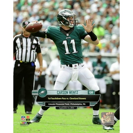 Vertical Overlay - Carson Wentz First Career Touchdown Pass- September 11 2016 with Overlay Vertical Photo Print