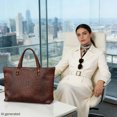 thumbnail image 3 of CHAQLIN PU Clutch Wallet Purse for Business Commute, Large Capacity with Inner Pocket Top Handle Tote Bag, Brown Crackle Pattern, 3 of 6